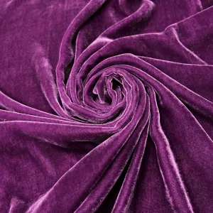 100% MULBERRY SILK VELVET fabric by the yard - Luxury Silk Velvet for Dress, Skirt, High End Garment - Silk apparel fabric - Purple silk velvet