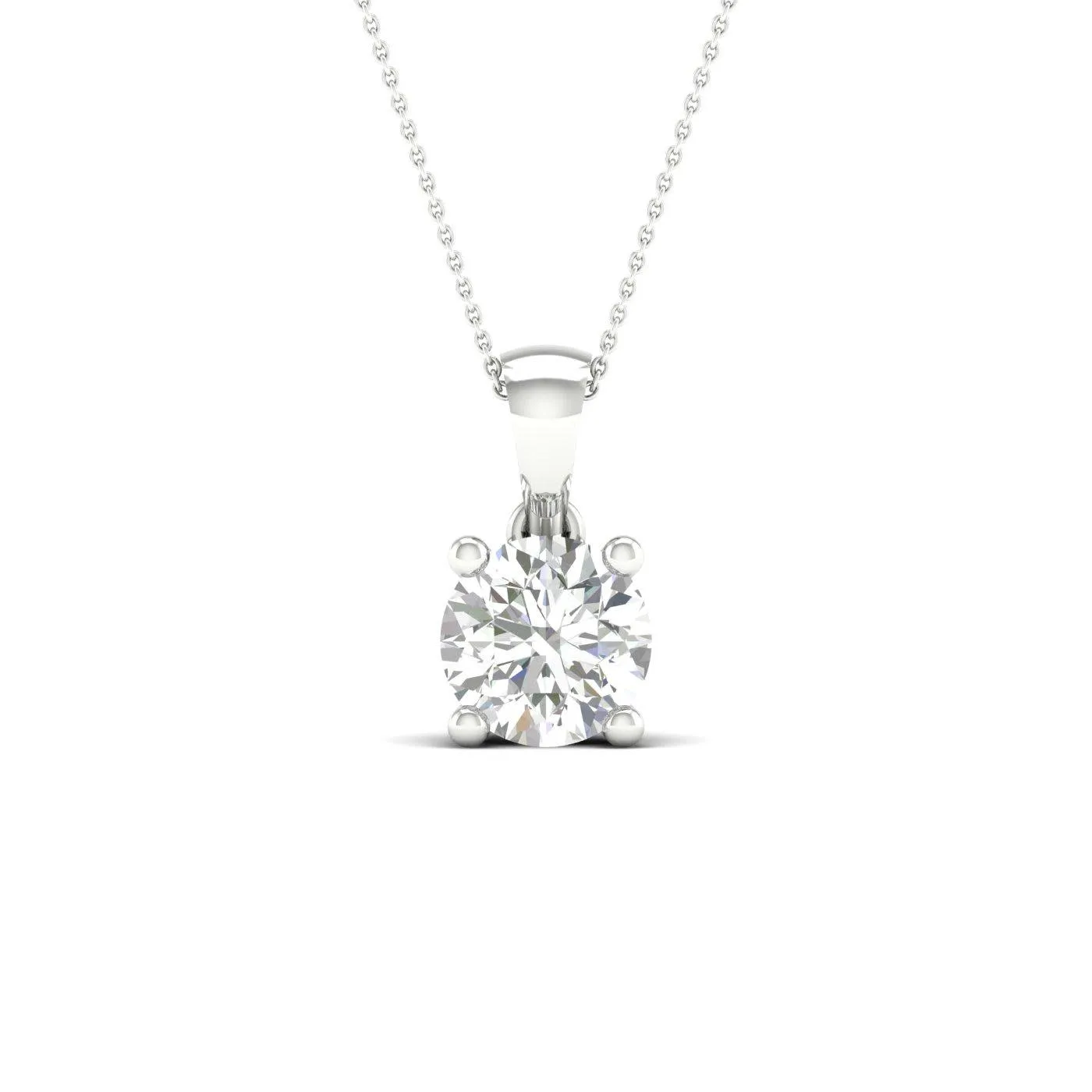 14K White Gold 1.96ct Lab Grown Round Diamond Solitaire Necklace