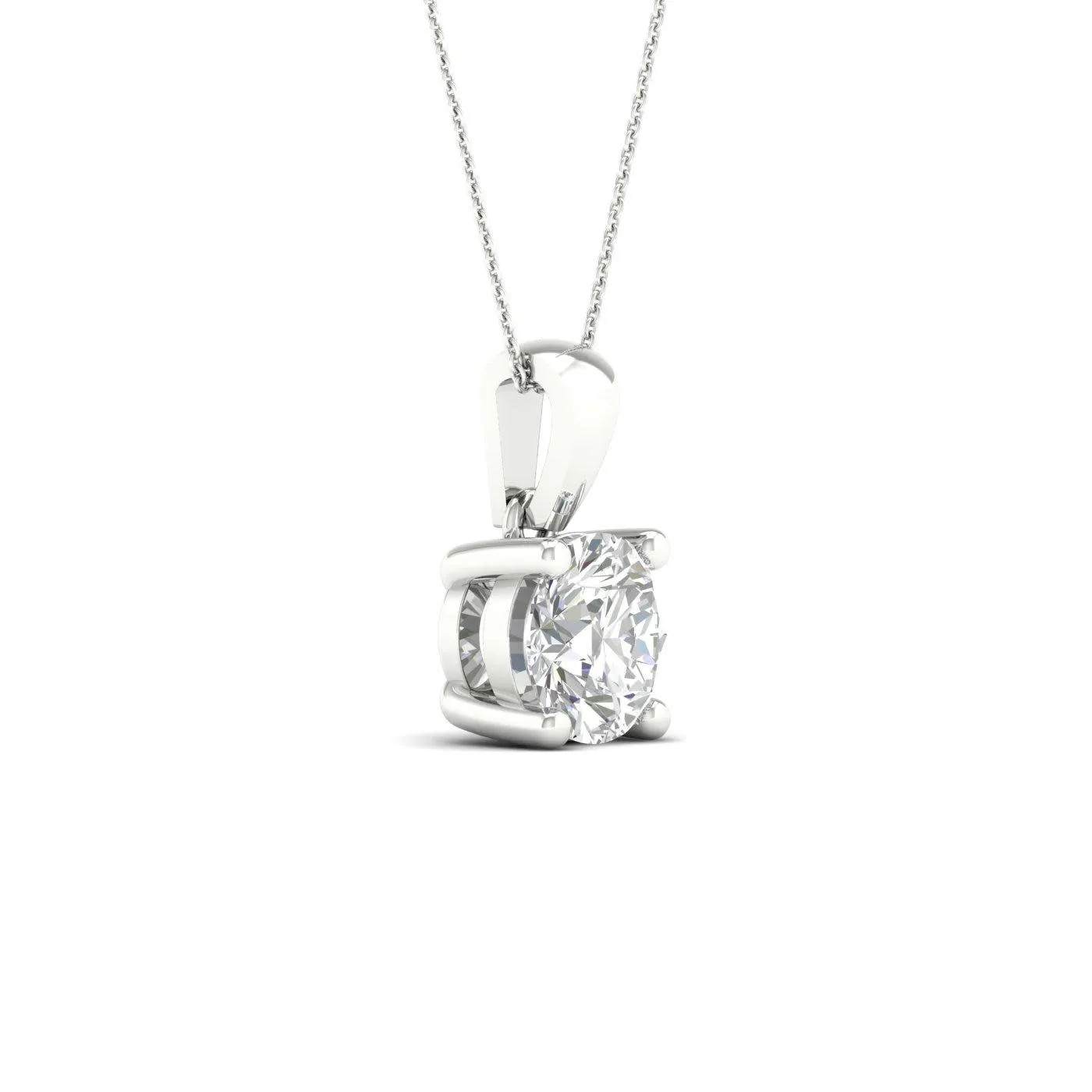 14K White Gold 1.96ct Lab Grown Round Diamond Solitaire Necklace