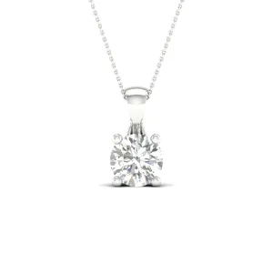 14K White Gold 1.96ct Lab Grown Round Diamond Solitaire Necklace