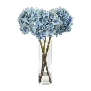 18" Hydrangea Artificial Arrangement in Glass Vase