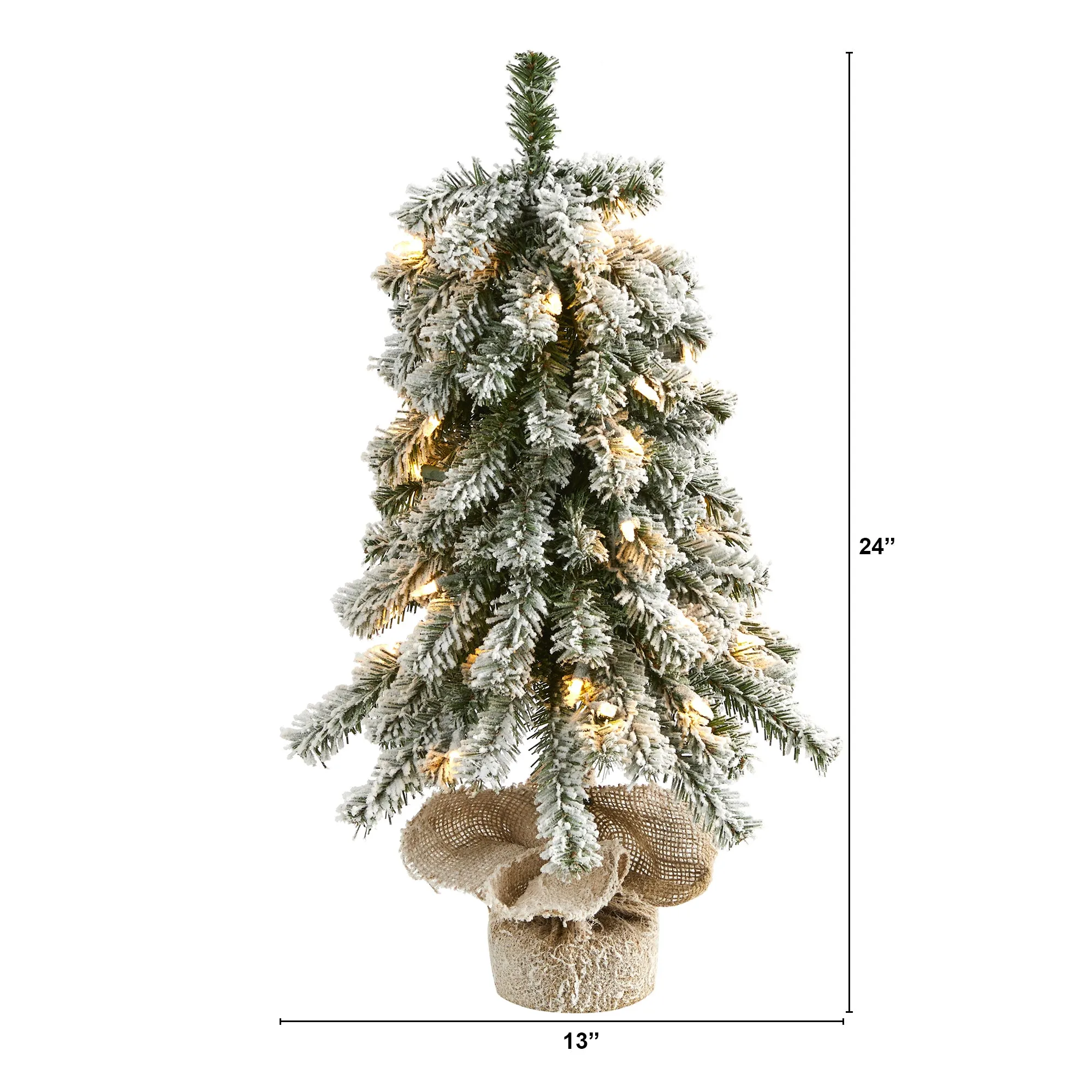 2' Flocked Alpine Christmas Artificial Tree w/ 35 Lights, 92 Bendable Branches