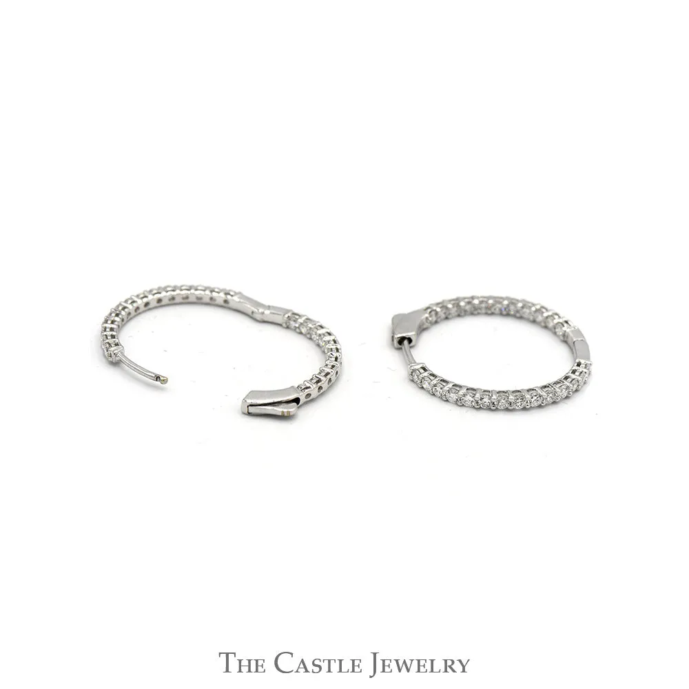 2cttw Lab Grown Diamond In & Out Hollywood Hoop Earrings in 14k White Gold