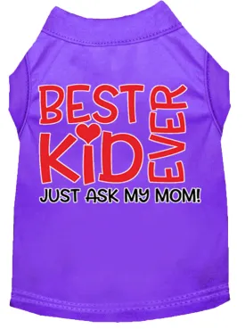 Ask My Parents Screen Print Dog Shirt Purple Sm