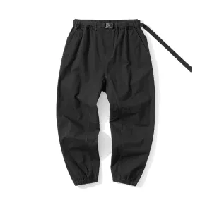 Belted Woven Utility Joggers