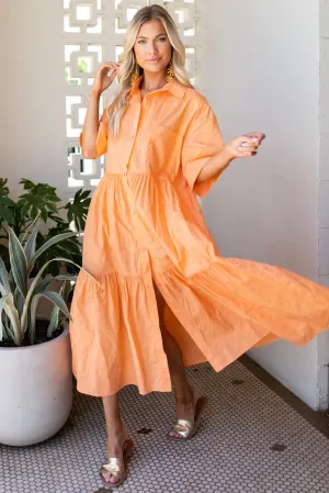 Designed To Unwind Orange Cotton Maxi Dress