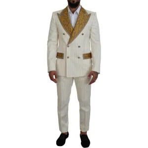 Dolce & Gabbana Elegant Off White Double Breasted Suit