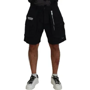 Dsquared² Black Cotton Cargo Boxer Above Knee Shorts