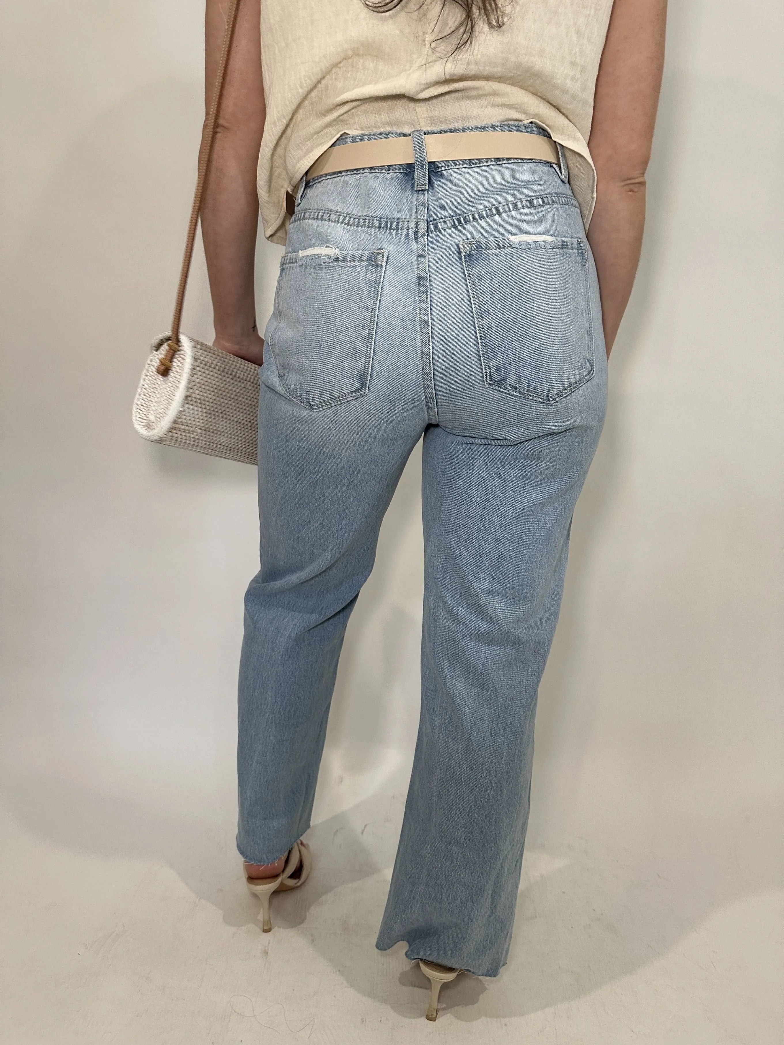 High Rise Raw Hem Jean