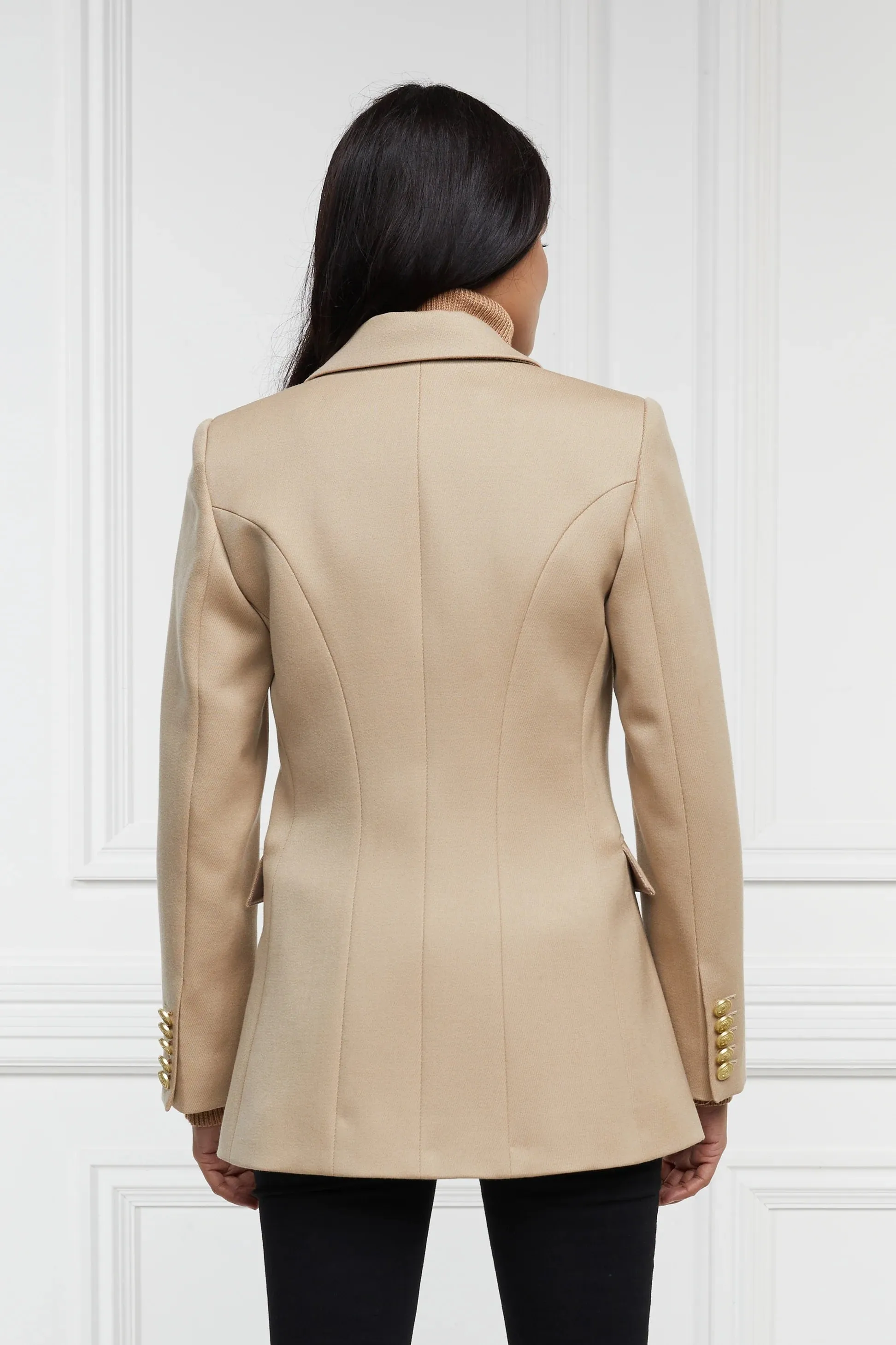 Holland Cooper Double Breasted Ladies Blazer in Camel Twill