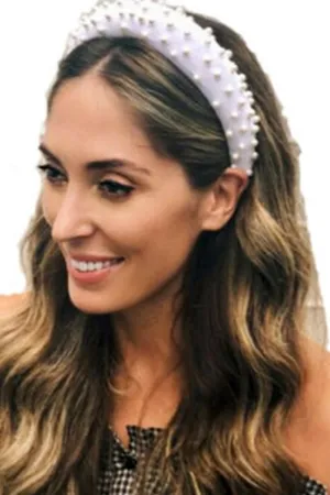 Jewels And Pearls Thick Padded Satin HAIRBAND Headbands