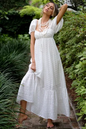 Joyful Glow White Eyelet Cotton Maxi Dress