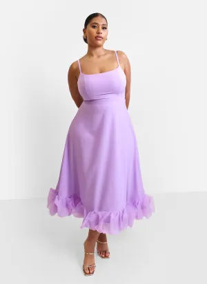 Margot Ruffle Hem Midi A Line Dress - Lilac