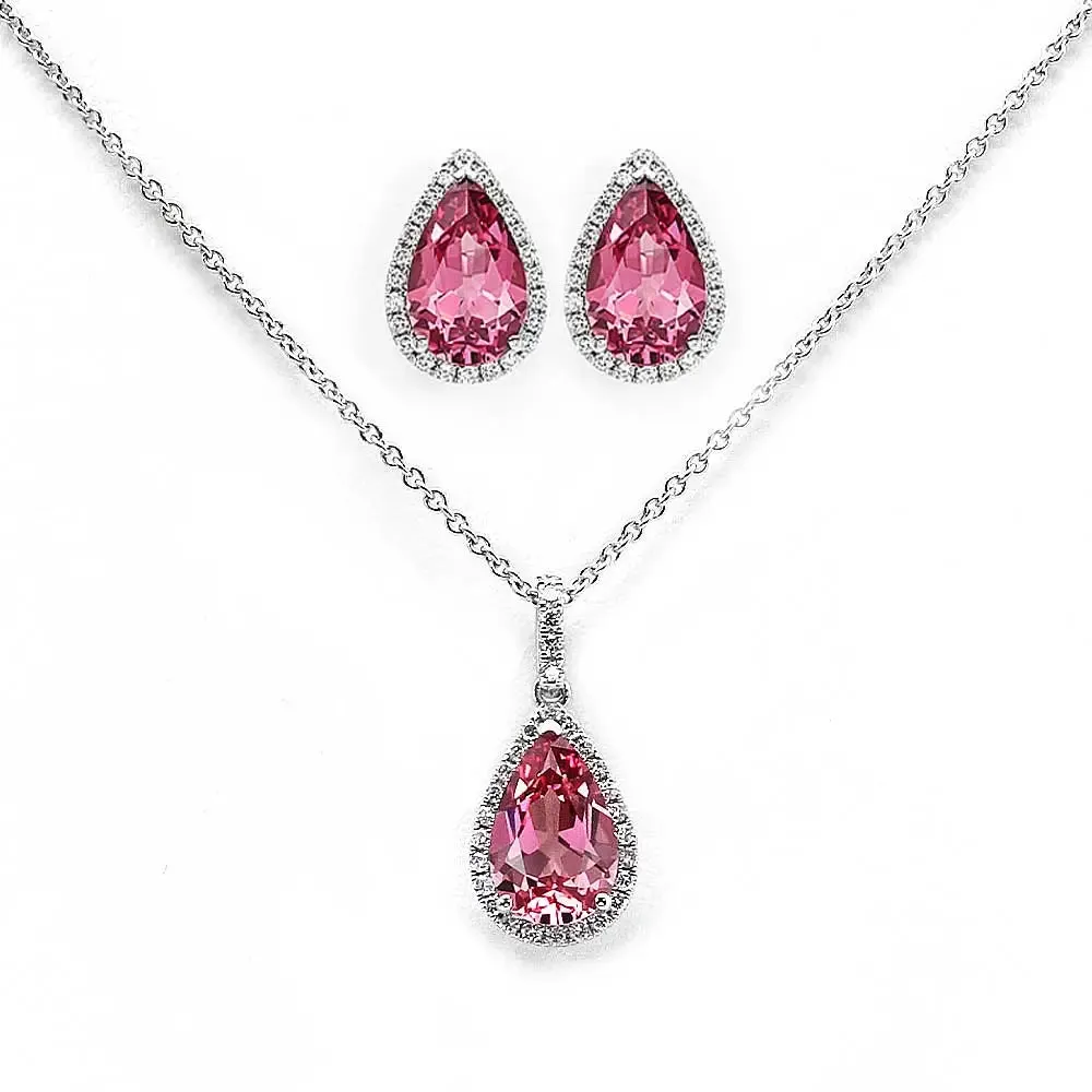 Ready Made | Coral Pink Sapphire Pear Cut Earrings in 18K Gold