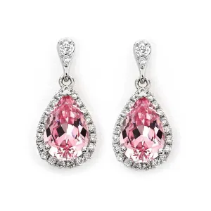 Ready Made | Coralis Pink Sapphire Pear Cut Dangling Earrings in 18K Gold