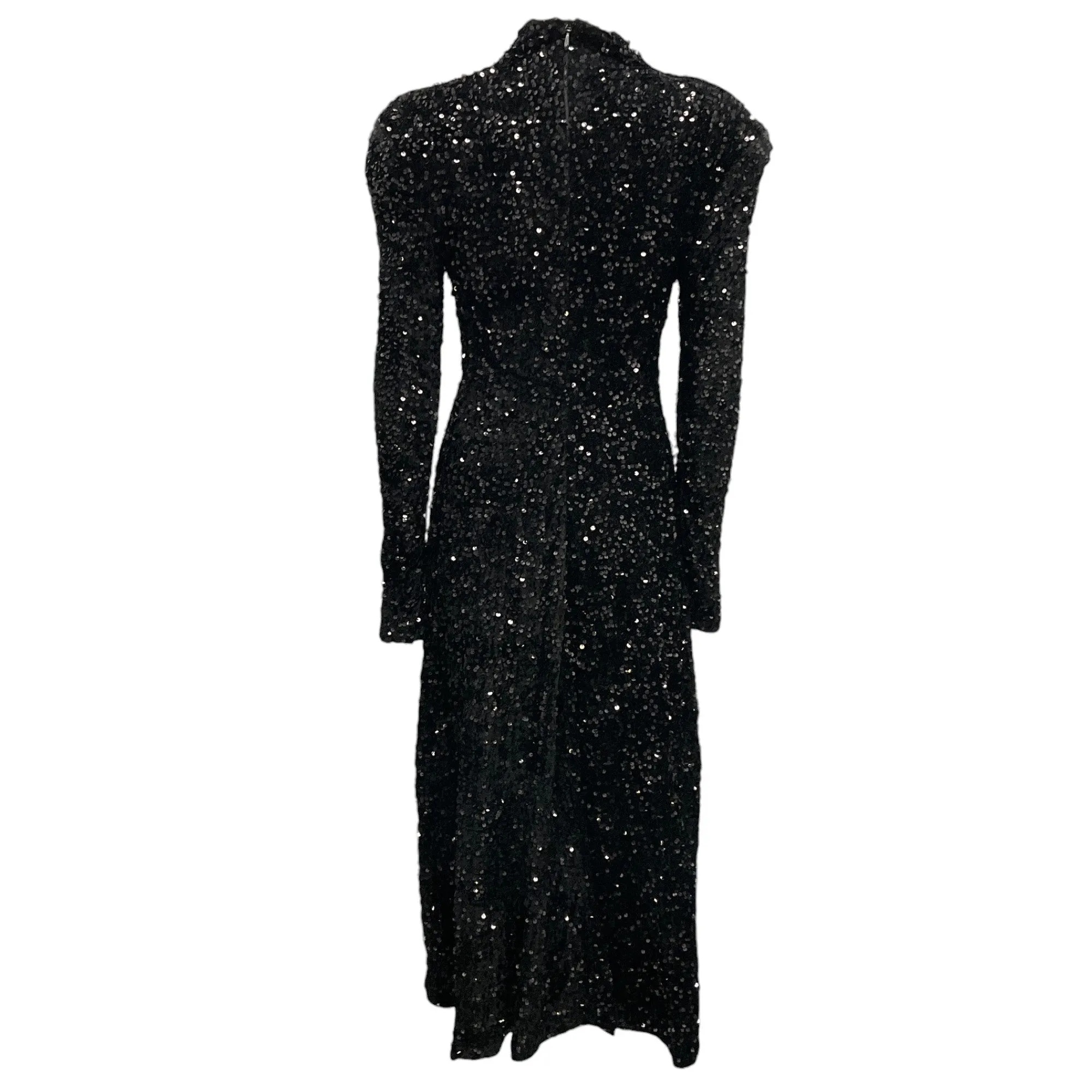 Richard Quinn Black Sequined Twist-Front Midi Dress