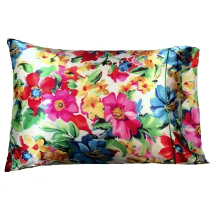 Springtime Pillow Case. Pink, Blue Yellow, Red Flowers.