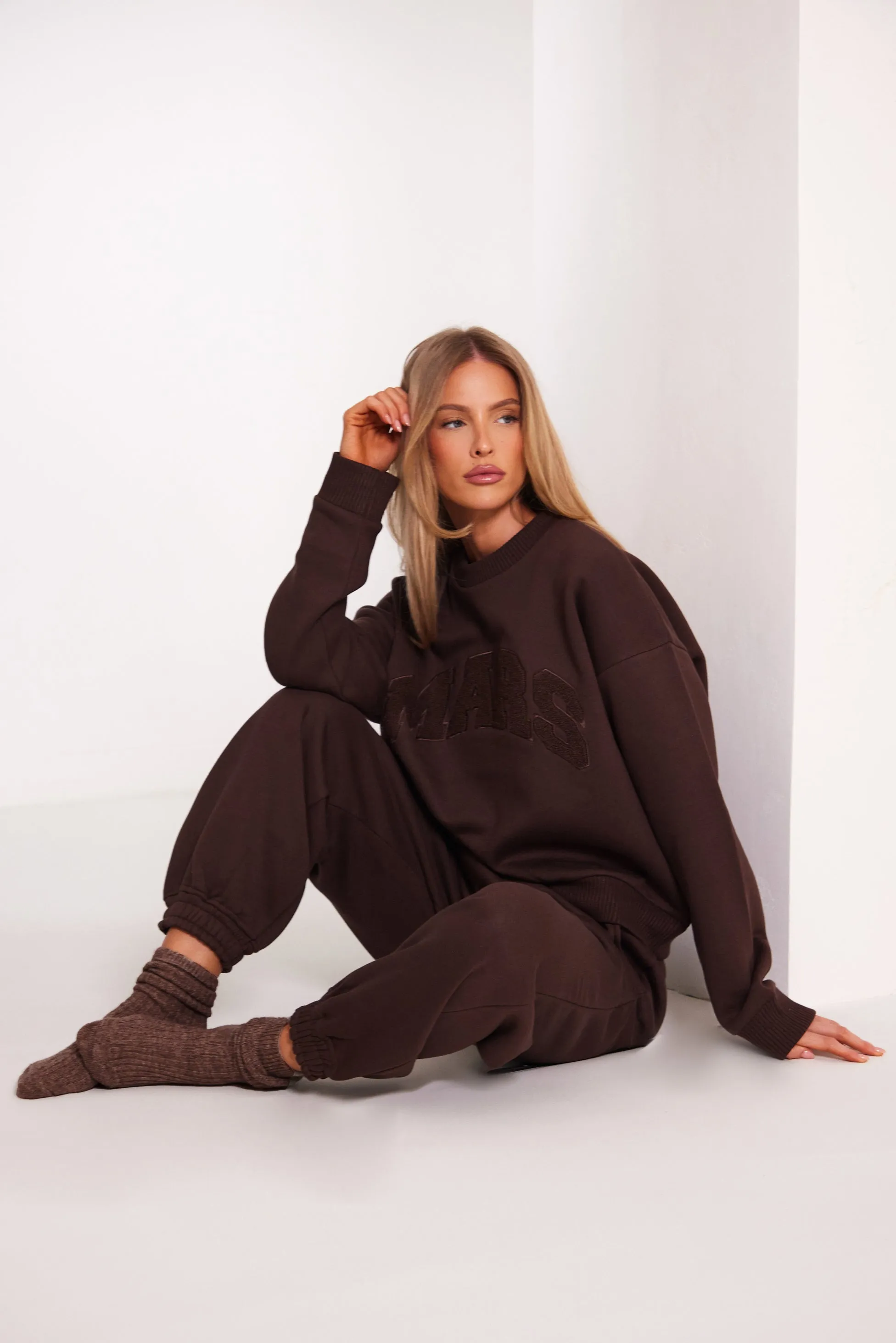 The Mars Varsity Sweatshirt - Chocolate Brown