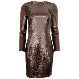 Tom Ford Brown Long Sleeve Sequined Dress