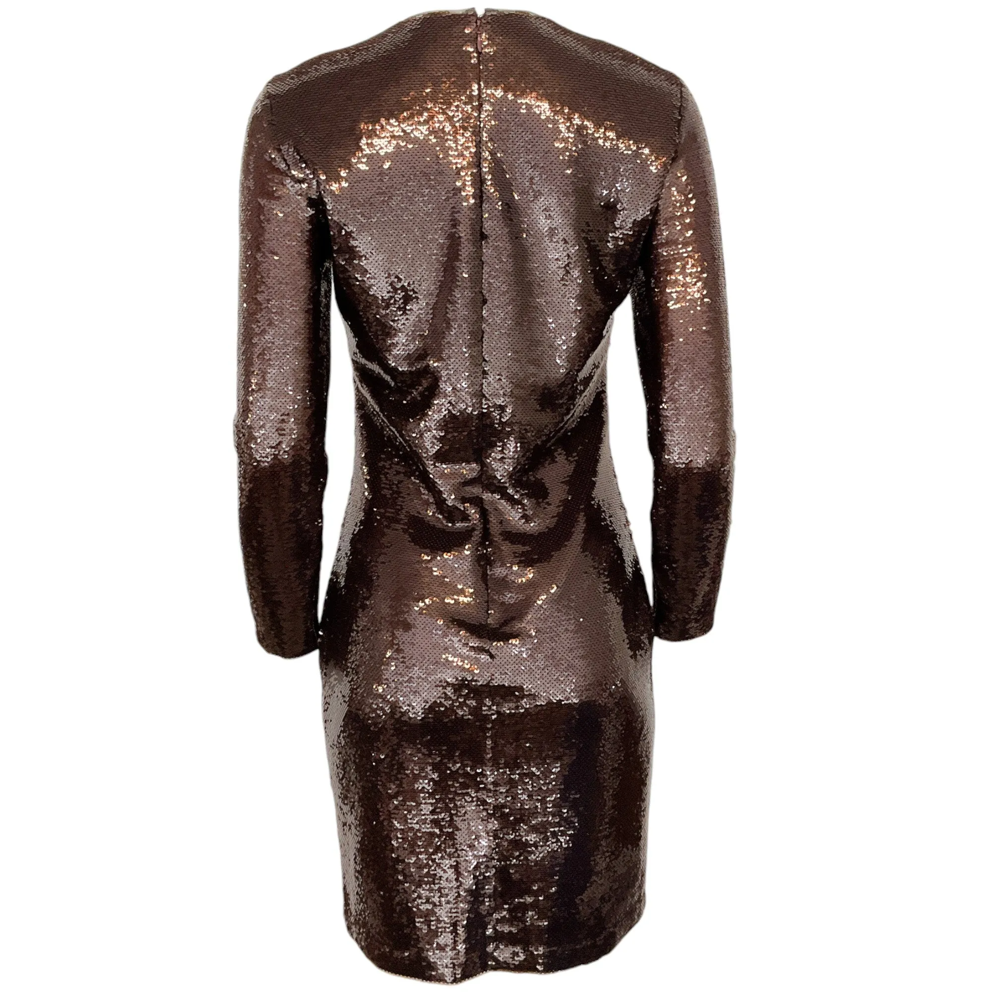 Tom Ford Brown Long Sleeve Sequined Dress